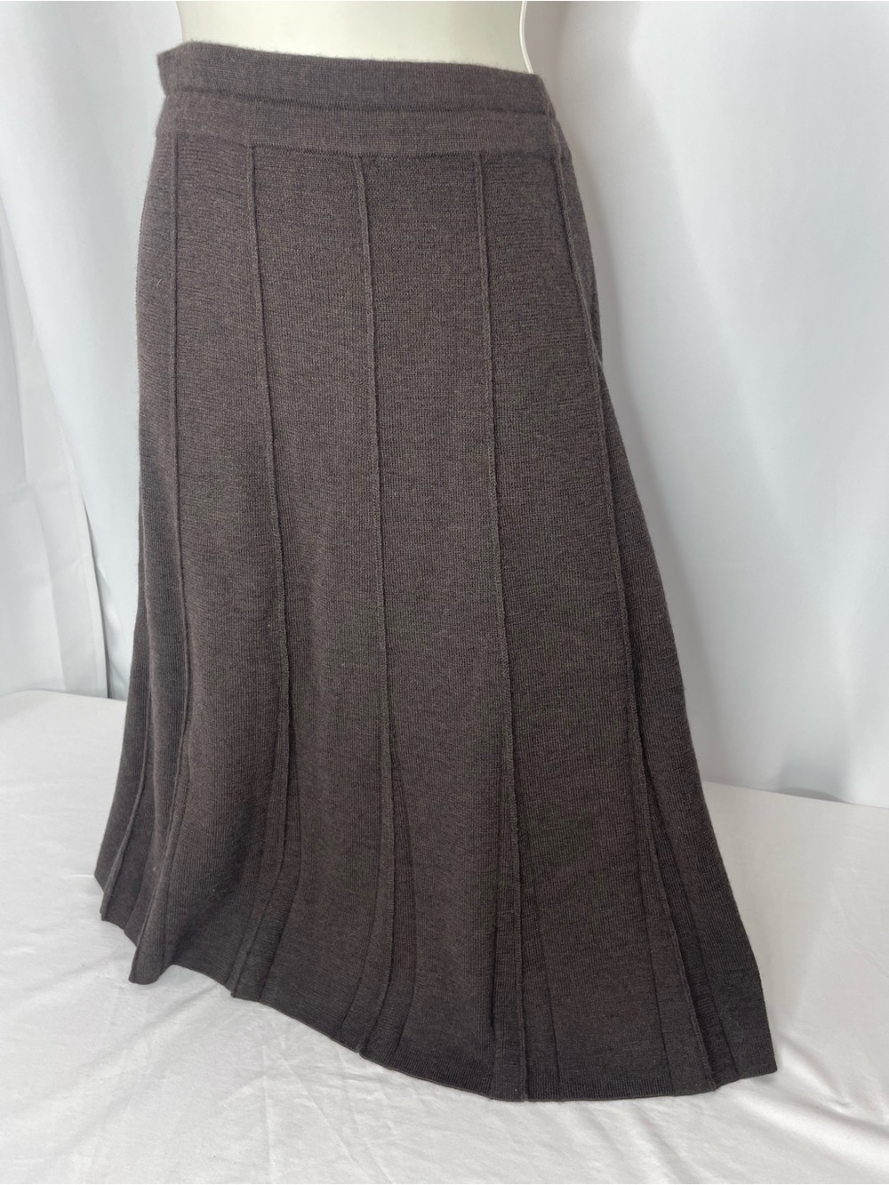 Grace Dane Lewis Petite 100% Wool Brown Knit A-Line Midi Skirt P/L NWT - Picture 2 of 6